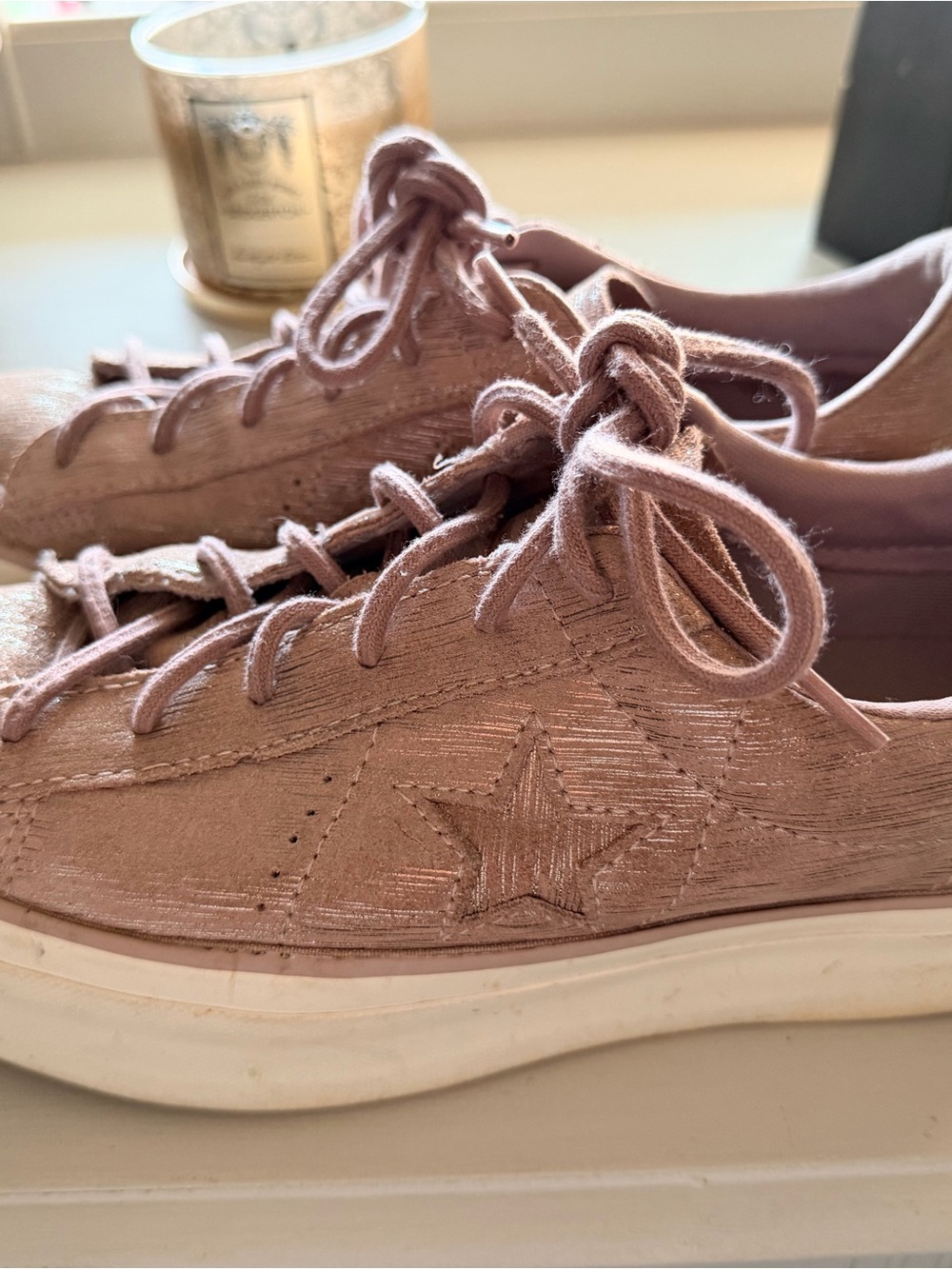 Converse Low-Top Lace-Up Sneakers in Dusty Rose